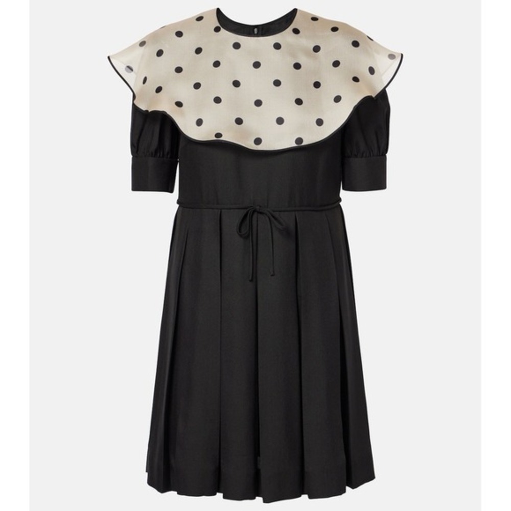 Valentino‎ Garavani Polka Dot Collar Silk Mini Dress $5,400 - Size IT 38 / US 2 - Picture 2 of 16